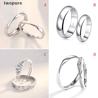 [twopure] 1 par anillo de pareja de diamantes de cristal boda compromiso joyería anillos ajustables [twopure] (6)