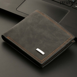 freshone - cartera de cuero sintético para hombre, diseño de múltiples ranuras, cartera corta, monedero para tarjetas de crédito (3)