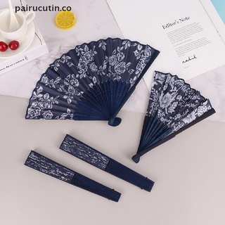 (newwww) 1pcs estilo chino diseño de flores azul tela abanico de mano boda fiesta favor regalos [pairucutin]