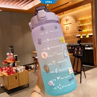 Botella deportiva de fitness 2L con recordatorio de escala de gran capacidad para beber agua botella de paja portátil 【ZK】 (7)