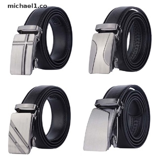 [michael1] cinturón de hebilla automática para hombre, cinturón de cuero, negocios, color negro, 110 cm [co] (1)