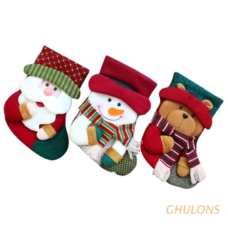 ghulons 3 unids/set de calcetines de navidad adornos diy regalo de navidad santa muñeco de nieve alce