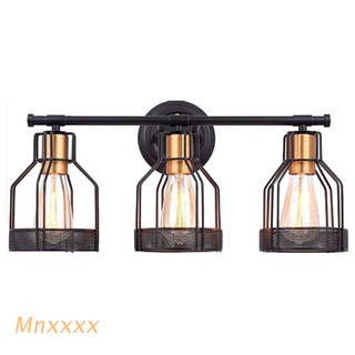 mnxxx industrial cuarto de baño vanidad luz 3 luz estilo granja metal jaula vintage lámpara