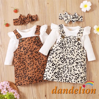 Dandelion-conjunto De ropa casual Para bebés/niñas con espinillas/Manga esponjosa/falda+falda estampada De Leopardo + lazo