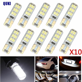 QUK 10x Xenon White T10 W5W 12-SMD 2835 LED Canbus Error Free Silica Light Bulbs Kit