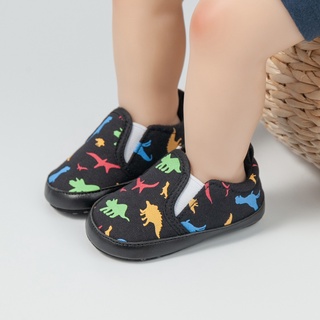 Walker Zapatos De Bebé Niños De Suela Suave Zapatillas De Deporte De Lona Patrón De Dinosaurio Niño Recién Nacido Acogedor Slip-on Primer Caminante 0-18M