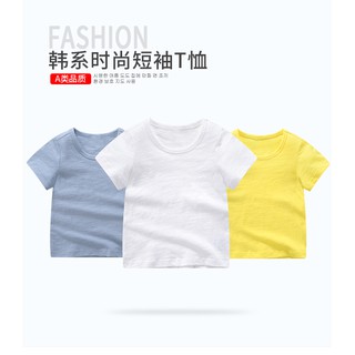 niños de algodón de bambú de color sólido de algodón de manga corta t-shirt para niño o niña