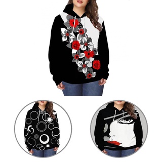 [oplebes] sudadera con capucha con estampado floral con capucha para mujer/mujer/sudadera con capucha para uso diario
