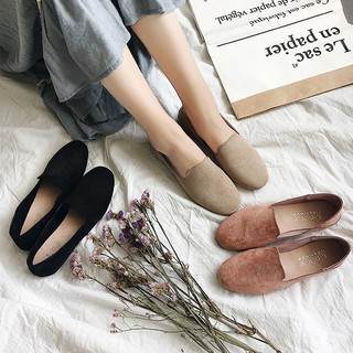 mujer gamuza csual slip-on mocasines vintage redondeado pisos zapatos