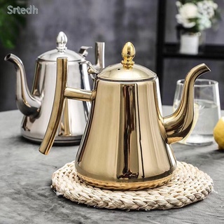 【ready】 304 thick stainless steel teapot flower teapot restaurant with strainer commercial hotel restaurant tea kettle srtedh
