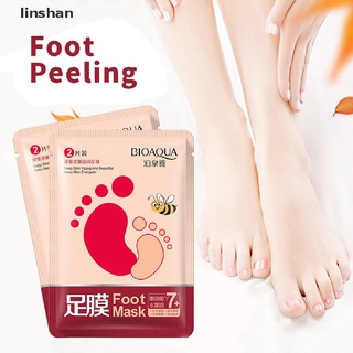 [linshan] 1pack de pies peeling máscara exfoliante pies peel máscara eliminar la piel muerta callos [caliente] (1)