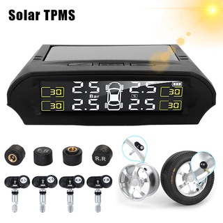 Con 4 Sensores De Presión De Neumáticos De Coche , Monitor De Alarma Solar TPMS Pantalla LCD Digital
