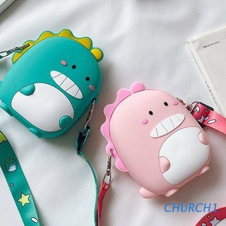 iglesia niños niña pequeña silicona bolso de hombro teléfono bolsa de dibujos animados dinosaurio crossbody bolso cremallera bolso