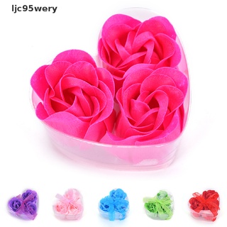 ljc95wery 3pcs perfumado baño cuerpo corazón rosa pétalo boda regalo favor colores jabón de flores, venta caliente