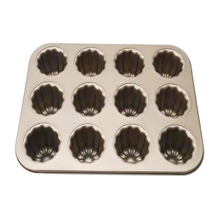 canele molde para tartas, 12 cavidades antiadherente cannele muffin hornear cupcake sartén para horno hornear (champagne gold)