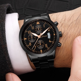 reloj de pulsera de cuarzo deportivo militar de lujo de acero inoxidable dial de cuero