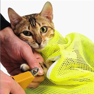 Quillan Durable gato aseo bolsa Anti mordedura entrenamiento bolsa de lavado antiarañazos malla de baño protectora inyectar práctico recorte de uñas/Multicolor (3)