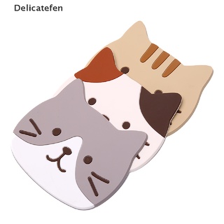 [Delicatefen] Lindo gato mantel individual impermeable almohadilla de aislamiento térmico leche café posavasos