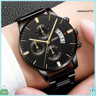 Cl--Clásico reloj de pulsera de cuarzo con esfera redonda de tres ojos y calendario de lujo para hombres de negocios falsos