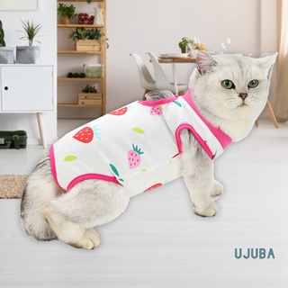 ujuba gato posparto tela patrón de frutas impresión anti lamiendo algodón heridas recuperación destete traje para el cuidado