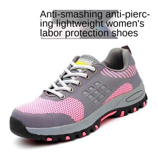 Nuevos zapatos de seguridad del dedo del pie de acero de las mujeres botas de seguridad de trabajo zapatos de moda con suela de acero Kasut keselamatan fOu8