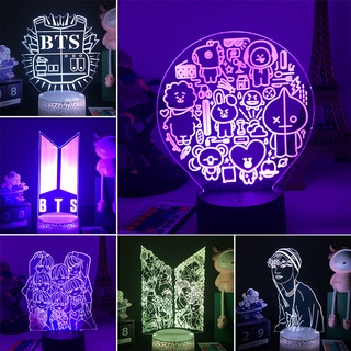 Lámpara 3D BTS Luz De Noche K-pop Estrella De Iluminación Cambiante Táctil Remoto LED Dormitorio Decoración Del Hogar 2021 (1)
