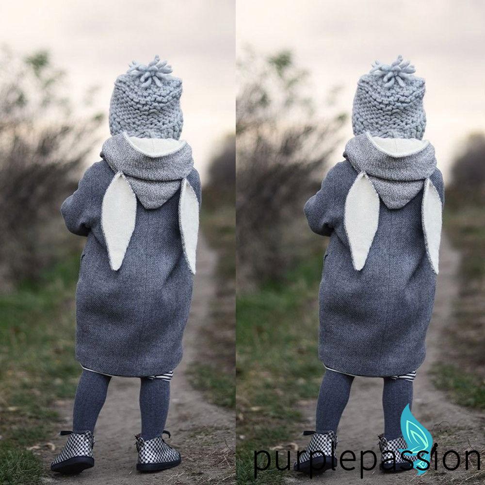 mo.-lindo invierno bebé niñas abrigo con capucha chaqueta niño niños traje oreja de conejo