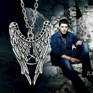 1pcs supernatural castiel alas ángel pentagrama amuleto winchester protección inspire dean sam colgante collar sobrenatural regalo