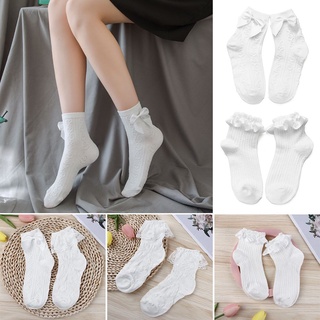 Admire tobillo calcetines primavera verano otoño niñas Lolita señora flor calcetines blanco encaje calcetines Bowknot calcetines (8)
