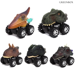 Greenbox de dibujos animados dinosaurio coche de carreras tire hacia atrás vehículo niños niños niños modelo de juguete