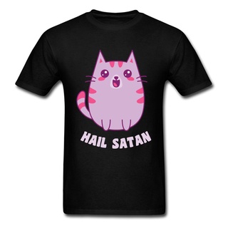 Kawaii satánico gato rosa gatito impreso camisetas para hombre de dibujos animados 90 estilo camisetas estudiante camiseta de navidad