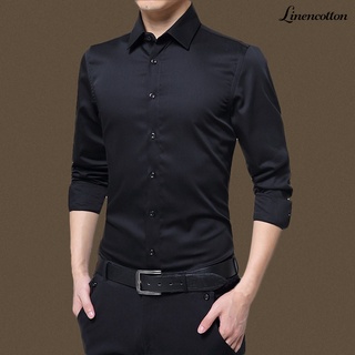 [lin] Camisa de color sólido Para hombre/cuello Formal Para hombre (3)