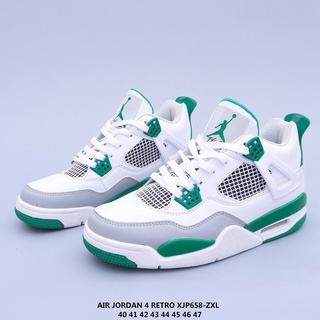 venta caliente air jordan 4 retro aj4 blanco gris verde michael jordan zapatos de baloncesto