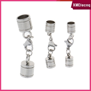 3 piezas de plata barril de cuentas de cuero extremos de cordón tapas de joyería fabricación de manualidades