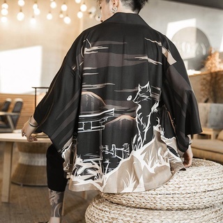 Estilo chino de los hombres retro Han ropa china delgada túnica kimono camisa