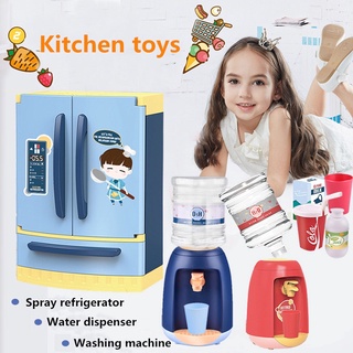 Juego de niños de la cocina de simulación de doble puerta Spray refrigerador juguete pretender juguetes eléctricos pequeños electrodomésticos
