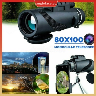 80x100 hd zoom trípode monocular telescopio día/noche visión camping teléfono clip angleface (1)