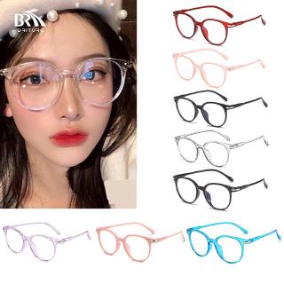 [BRT] anteojos redondos antiazules de moda coreana/marco de Color caramelo/proteger ojos/gafas de vidrio liso para estudiantes
