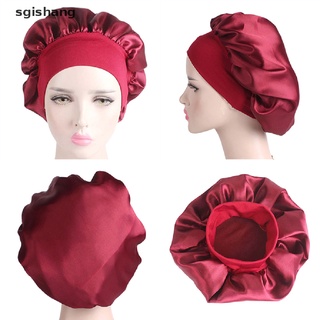 (hotsale) 58cm Solid Color Women Satin Bonnet Cap Night Sleep Hat Adjust Shower Caps {bigsale} (5)