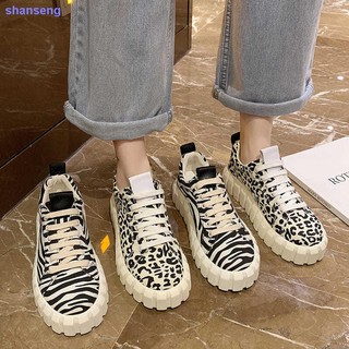2021 primavera nueva impresión leopardo y cebra impresión con cordones plataforma plataforma mocasines mujeres s cuña fondo plano todo-partido color coincidencia zapatos