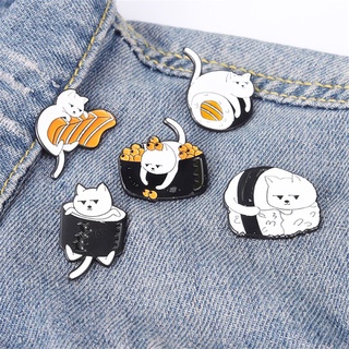 nonagesim lindo esmalte pin ropa insignia de dibujos animados broche de moda accesorios de gato bolsa de sushi solapa pin diy decoración (8)