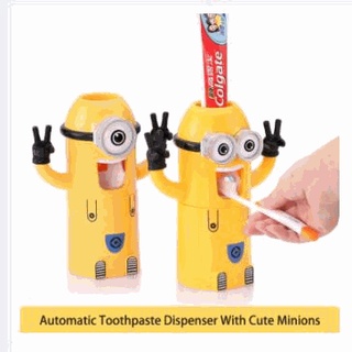 Little Yellow Person - juego dispensador automático de pasta de dientes, taza de cepillo de dientes y soporte para cepillo de dientes