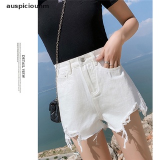 (auspiciounm) mujer cintura alta pantalones cortos de mezclilla verano nuevo delgado perla split encaje pantalones calientes en venta