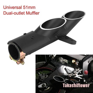 (TKS) Silenciador de escape de motocicleta de doble salida, tubo de cola, deslizamiento en Universal de 51 mm