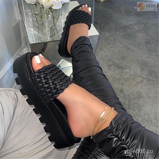 JCFS🔥Bens à vista🔥Moda plataforma de preparación de moda zapatillas de las mujeres de la correa trenzada de cuero de la PU zapatillas de verano al aire libre para niña