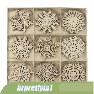 [BRPR1] 27 x copos de nieve de madera de navidad casa fiesta colgantes decoraciones adornos para perchas, etiquetas, fabricación de tarjetas,