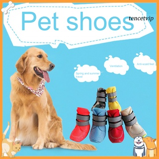 ptimistica-4pcs zapatos para mascotas de color sólido antideslizante transpirable botas de malla para perros para el verano