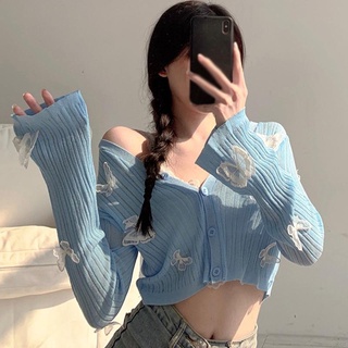 mujeres summercardigan moda v-cuello botón casual de punto de manga larga tops