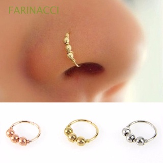 FARINACCI Fashion Nose Ring Ear Cuff Body Piercing Lip Earring Tragus Septum Hoop Stud Helix Eyebrow Cartilage Jewelry Nostril Hoop Round Beads/Multicolor