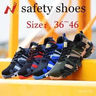 Peso ligero de acero puntera de trabajo zapatos de seguridad al aire libre transpirable ligero ejército camuflaje botas de seguridad zapatos de senderismo xJmC